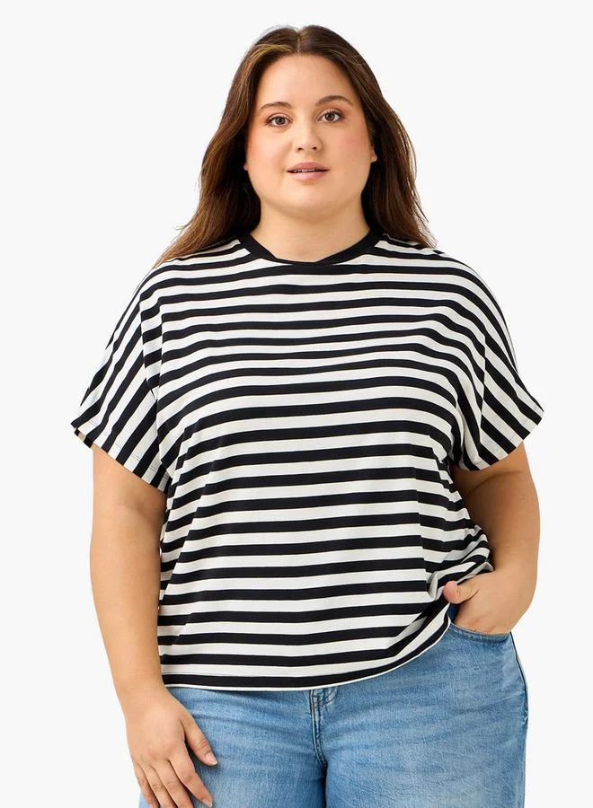 Splash FAV Striped Viscose Crew Neck T-shirt